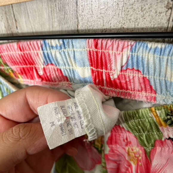 Vintage 90s Hawaiian Floral Tropical Button Vest Capri Pant Set Rayon Medium - Picture 6 of 7